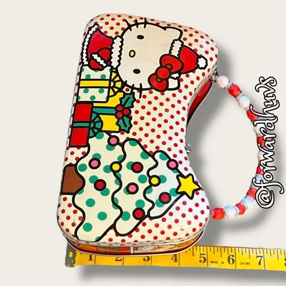 Sanrio Hello Kitty Christmas Metal Tin with Handle – Festive Holiday Design
